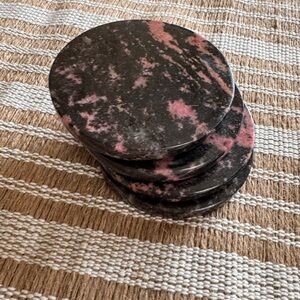 Elegant Black and Pink Stone Coasters